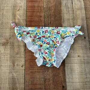 Zara Kids Floral Bikini Bottoms Size 8-9 UPF 50+ With Side Ties & Ruffles